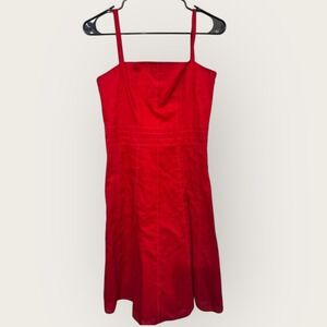 Ann Taylor Summer Cotton Red Sundress Sleeveless Spaghetti Strap‎ Dress